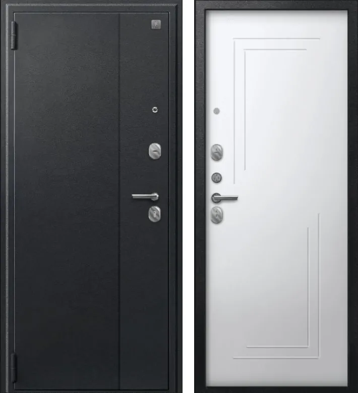 Фото Дверь A-06 черный сатин - кашемир белый DIS007336
